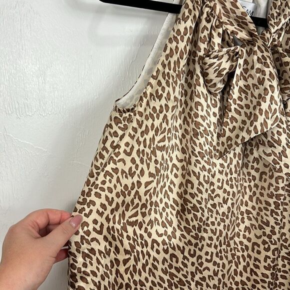 Sara Campbell Animal Print Sleeveless Satin Tie Neck Tunic Top Size 6 - Picture 2 of 8